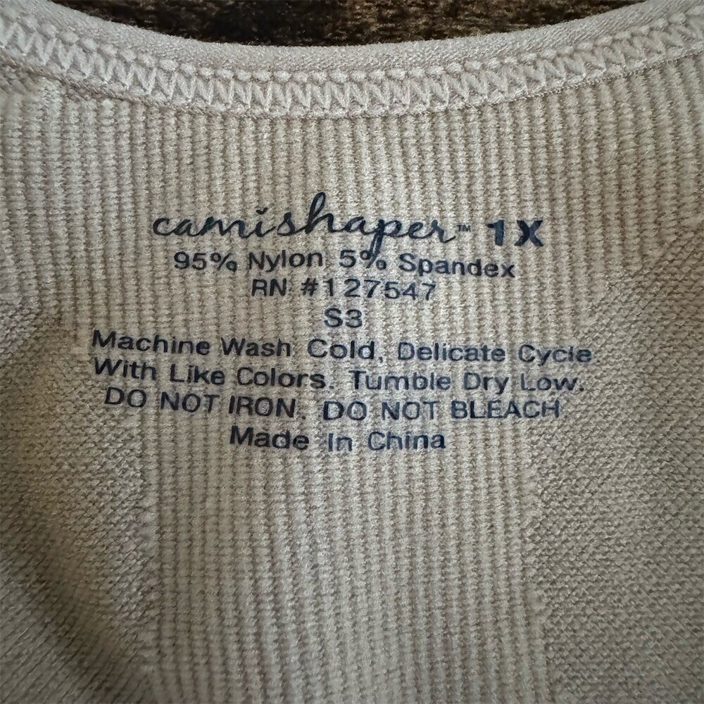 Camishaper Shapewear Cami Tank Size 1X Beige Tummy Control Built-In Bra - Picture 2 of 6